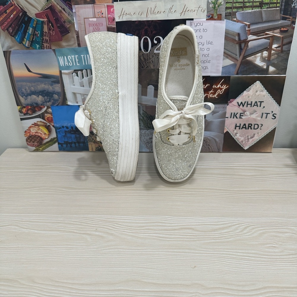 Kate Spade x Keds Platform Glitter Shoes